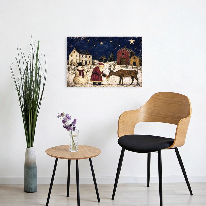 Midnight Feed Vintage Abstract Landscape Wildlife Wall Art Print 1 Piece Wrapped Canvas Wall Art, 40.64cm H x 60.96cm W