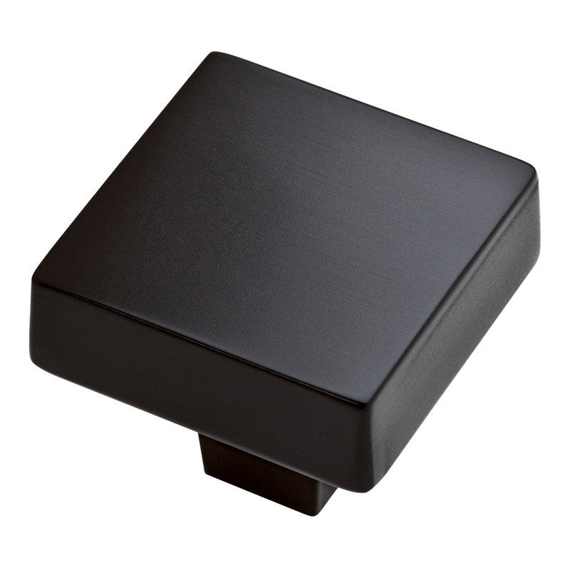 1 7-16" Length Square Knob, Matte Black