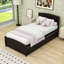 Lit plateforme simple en bois avec lit gigogne simple-292894536