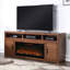 Meuble télé 78 po avec foyer électrique pour téléviseur de 95 po ou moins, assemblage minimal, finition whisky