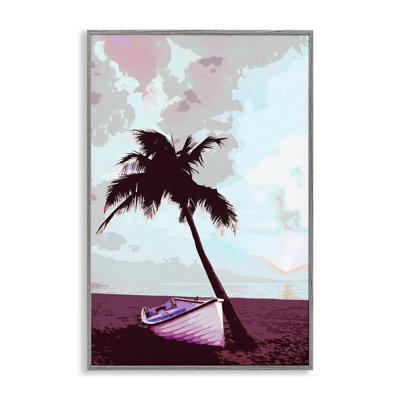 Bateau et palmier, art de la giclée encadrée par Marcus Prime