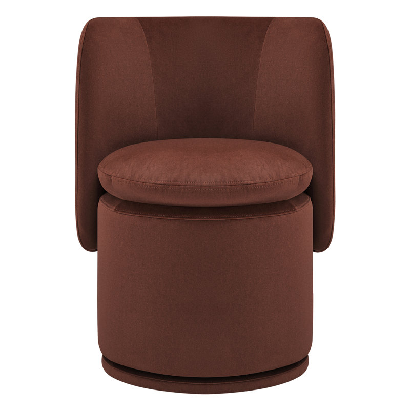 Fauteuil demi-tonneau pivotant Adrielle, Polyester rouge brique