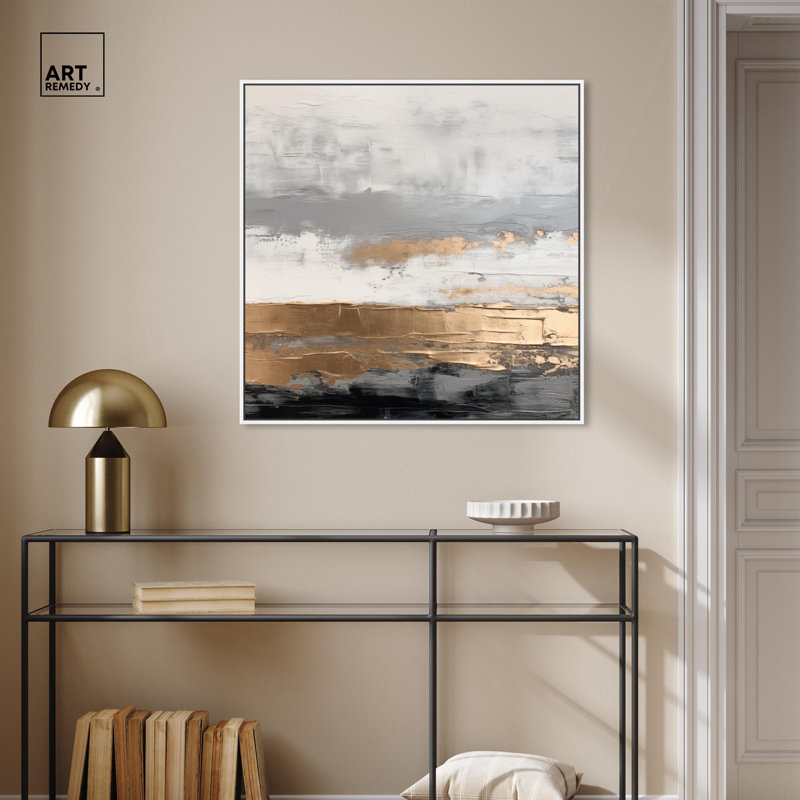 Art Remedy, toile abstraite boho, H 12 po x l 12 po, Cadre blanc