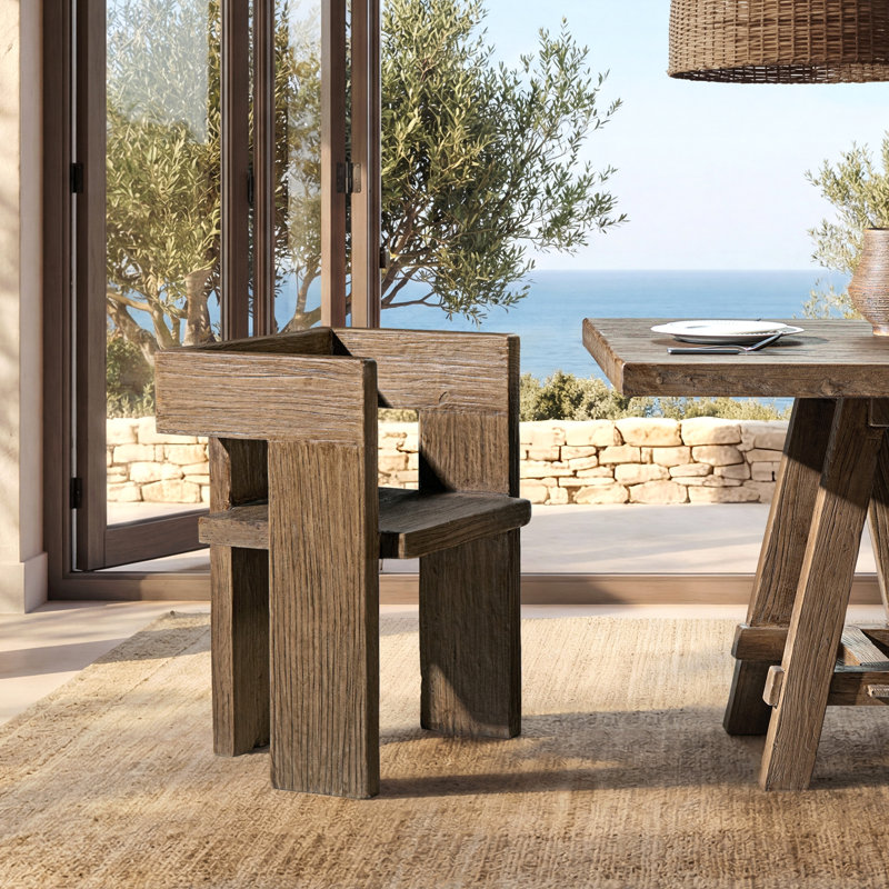 Fauteuil d'appoint sculpté en orme massif récupéré Avenel, brun moyen-foncé Heritage, Brun