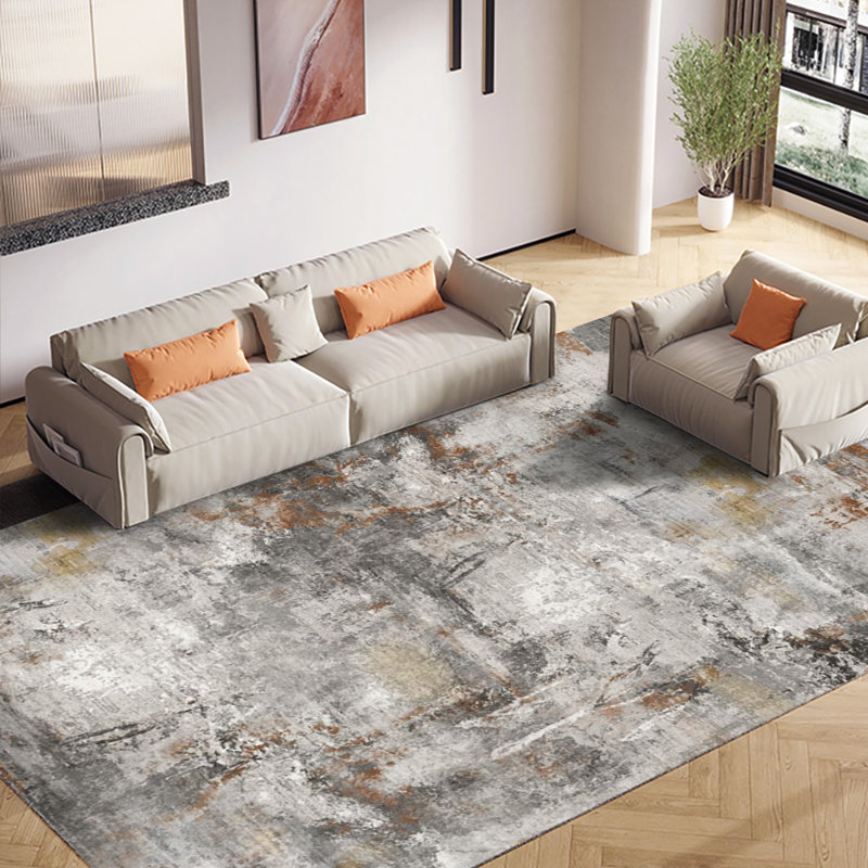 Abstract Minimalist Area Rug, Gray Brown Soft Fluffy Carpet for Living Room, Bedroom, Entryway, Office, Washable Durable Modern Home Decor