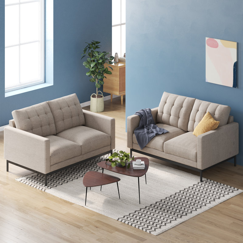 Thompson Upholstered 53.5'' Loveseat, Beige Polyester