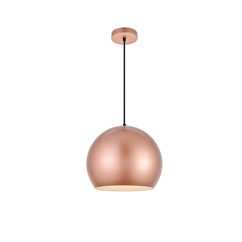 Luminaire suspendu en forme de dôme à 1 lumière Albertville, H 6,8 po x l 8 po x P 8 po, Miel doré