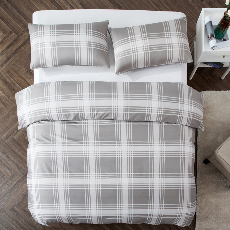 Sequoyah Microfiber Flora Reversible Duvet Cover with Pillowcases, Double Duvet Cover + 2 Standard Pillowcases, Imp Check