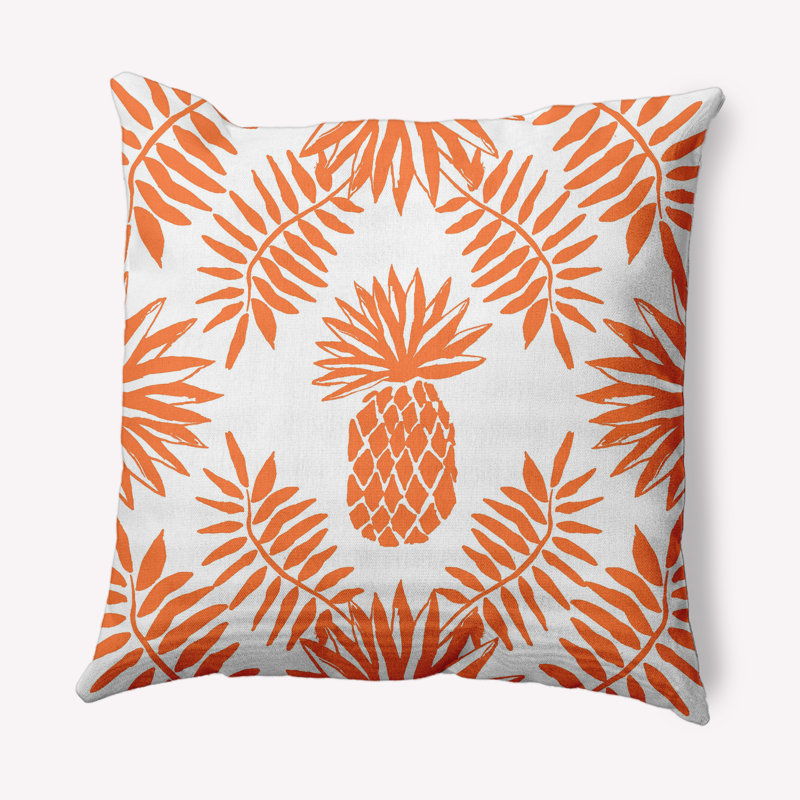 Coussin intérieur / extérieur Pineapple Leaves, 20 po x 20 po, Orange
