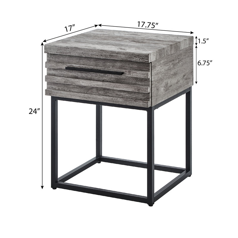 Table de bout gris céleste - tiroir spacieux et matériaux de qualité idéaux pour votre maison avec rangement polyvalent et élégant. Combine l'esthétique fonctionnelle. L 17,8 po x P 17 po H 24 po