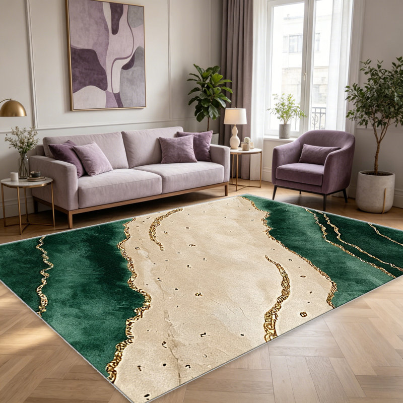 Emerald Gold carpet-easy to clean, machine-washable, soft and comfortable; suitable for door mats, kitchens, living rooms, bedrooms, corridors, and laundry areas. Easy to clean, durable carpet for home decoration.