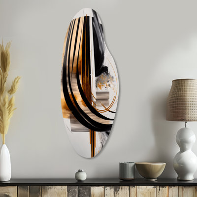 «Gold Touch Art Deco III - Abstract», art mural asymétrique en métal noir