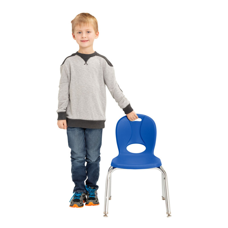 Structure Series Plastic Stacking Classroom Chairs with Contoured Seats (Set of 4), Bleu, 10 po, 4