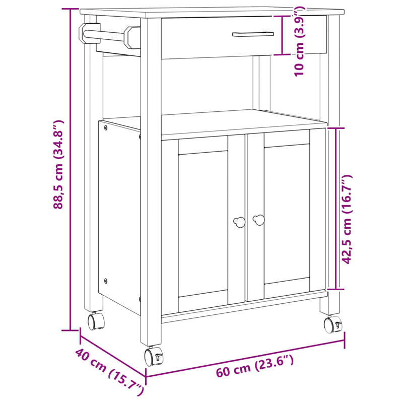 Solid Wood Bar Cart
