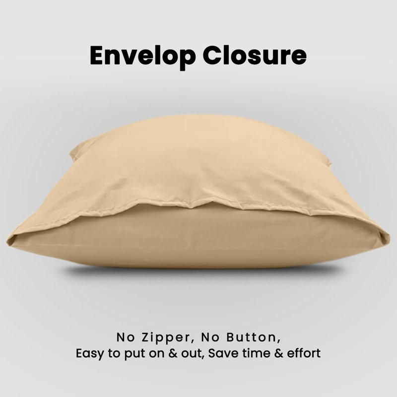 Super Dreamer Solid Colour Pillowcases 2 Pair 50x75Cm - Polyester Fabric Machine Washable High Quality Yarn, Beige