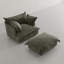 Upholstered Armchair with Footstool-682566104