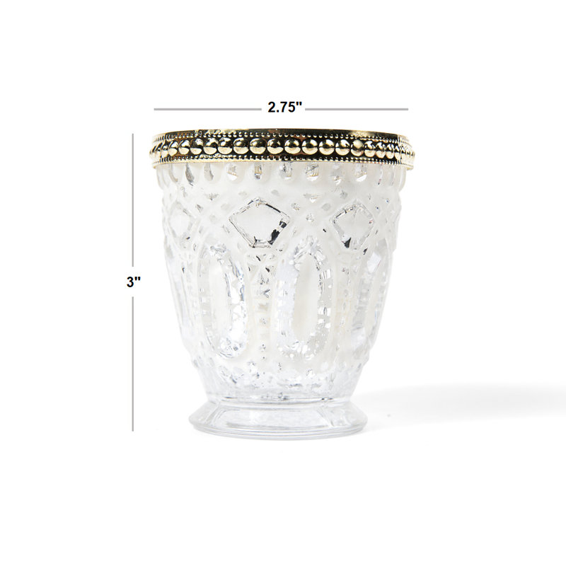 Ensemble de porte-votives de table en verre 6 pièces, Transparent givré