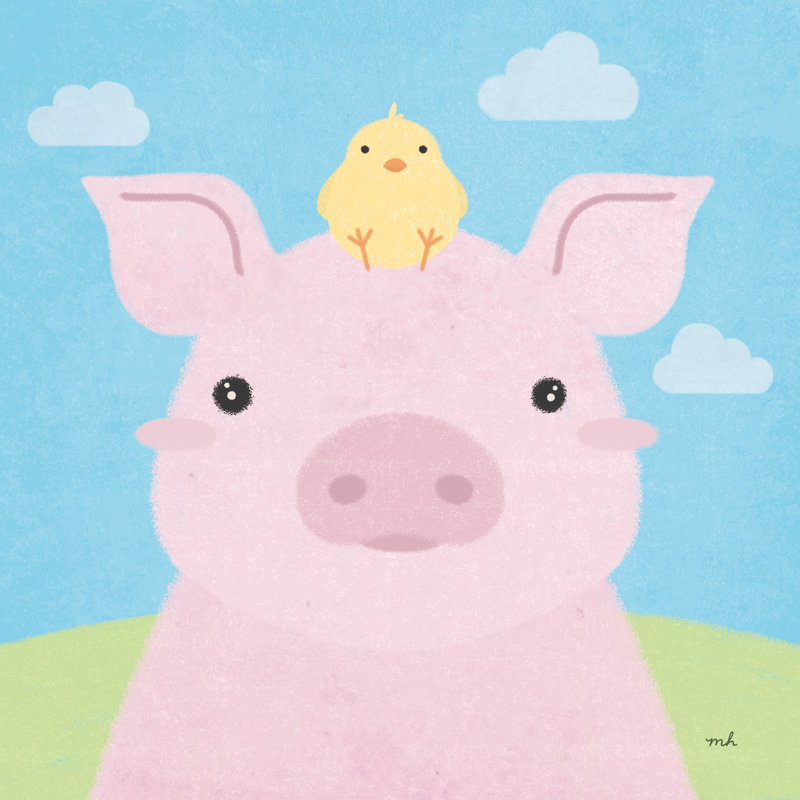 Barn Buddies II by Moira Hershey - Wrapped Canvas Painting, 30cm H x 30cm W