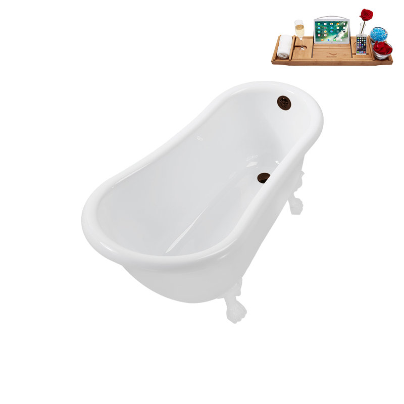 53.1'' x 25.6'' Soaking Acrylic Bathtub, Glossy White, Matte Oil Rubbed Bronze