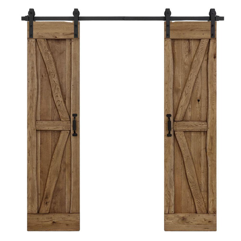 Solid Oak Barn Door Unfinished, Brown;Brown Oil