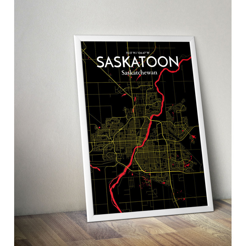 Saskatoon City Map - No Frame Print, 61 cm H x 46 cm W