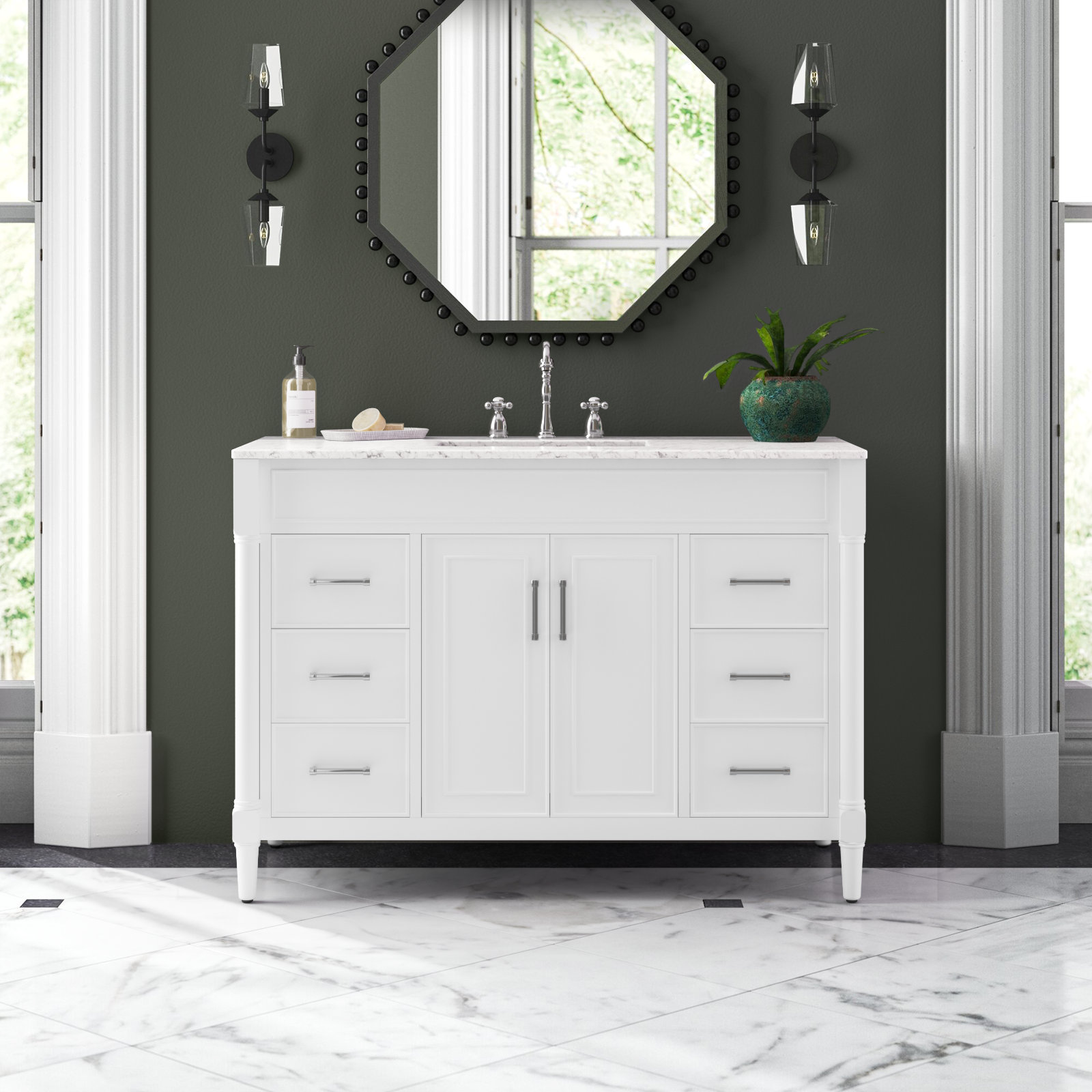 Addison 48" Single Bathroom Vanity Base, White