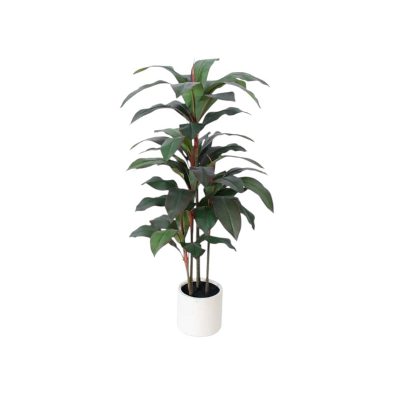 Arbre Dracaena artificiel vert 47 po dans un pot blanc