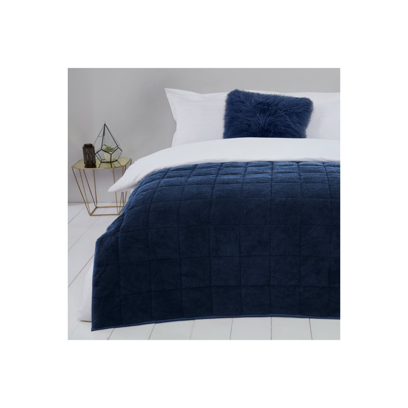 Daniela Plain Weave / Muslin Throw Blanket, W120 x L150cm, Navy