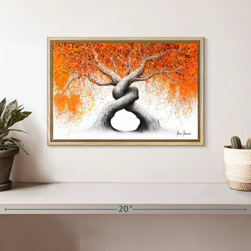 Torsade des arbres d'amour, Cadre flottant en bois naturel, 13 po x 9 po