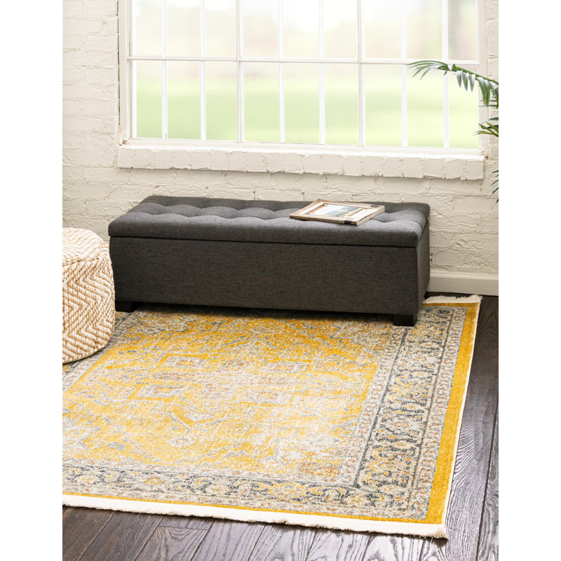 Tapis contemporain Mulvihill couleur soleil, Carré 4 pi