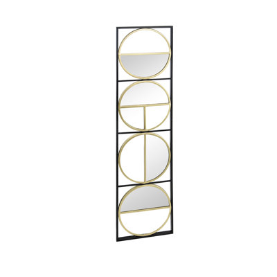 Miroir mural 47,2 "en métal de style contemporain noir perlé pour chambre à coucher, salon et vestibule avec perles, entrée