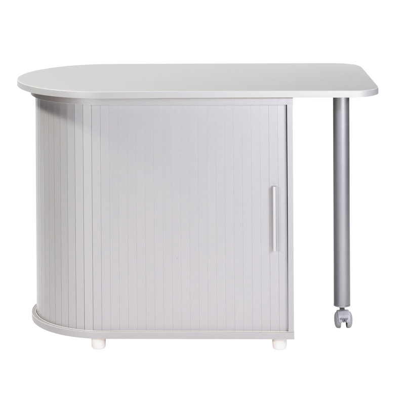 Oval Solid Wood Base Writing Desk, Aluminium