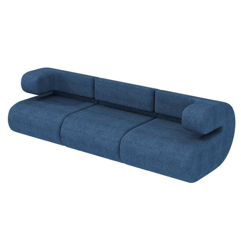 3-Seater Modular Floor Couch Set, Blue Foam Padding