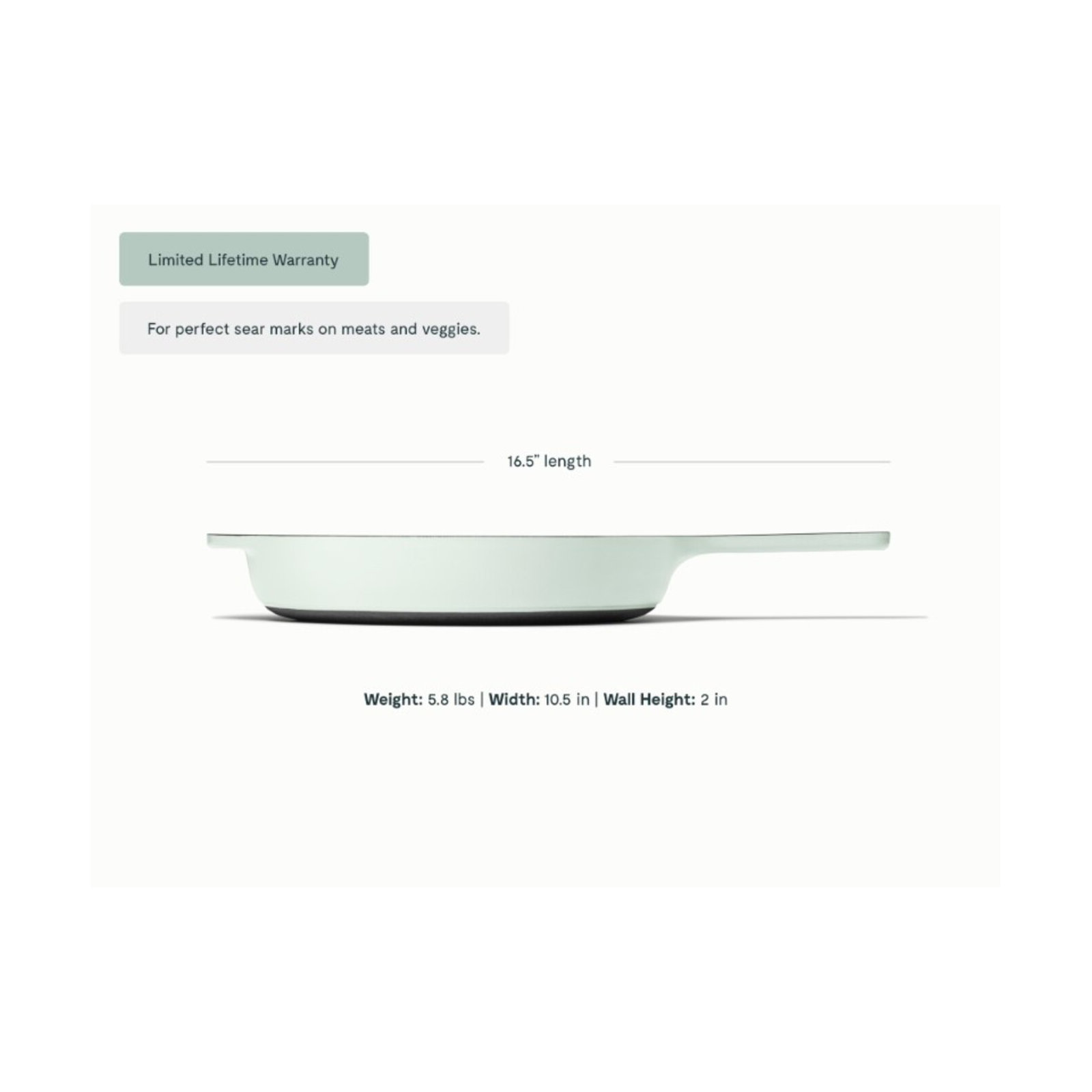 Caraway 10.5" Enameled Cast Iron Skillet, Light MIst