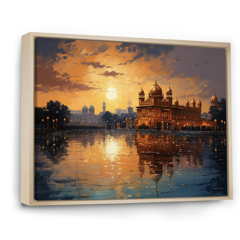 «Hinduisim Golden Temple II - Hindouisme», art mural, Cadre flottant érable, H 34 po x l 44 po x P 1,5 po