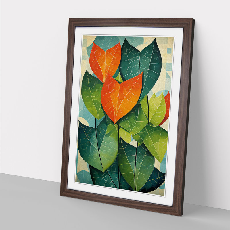 Ivy Leaf Constructivism Art - Framed Print, 64cm H x 46cm W x 2cm D, Walnut Framed