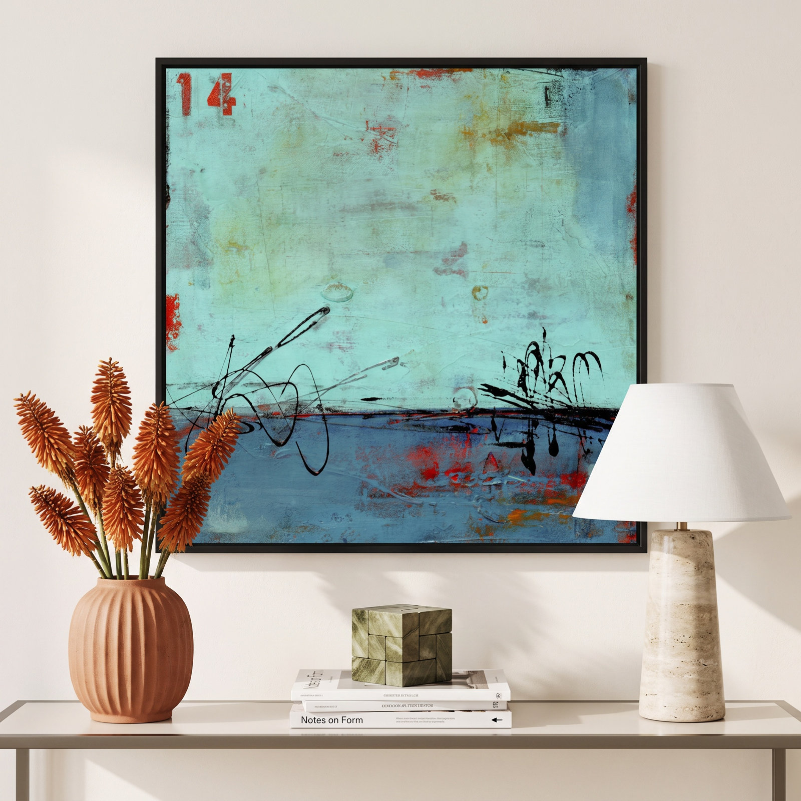 Blue Bay Marina No. 2 Print by Erin Ashley, 13" H x 13" W, Black