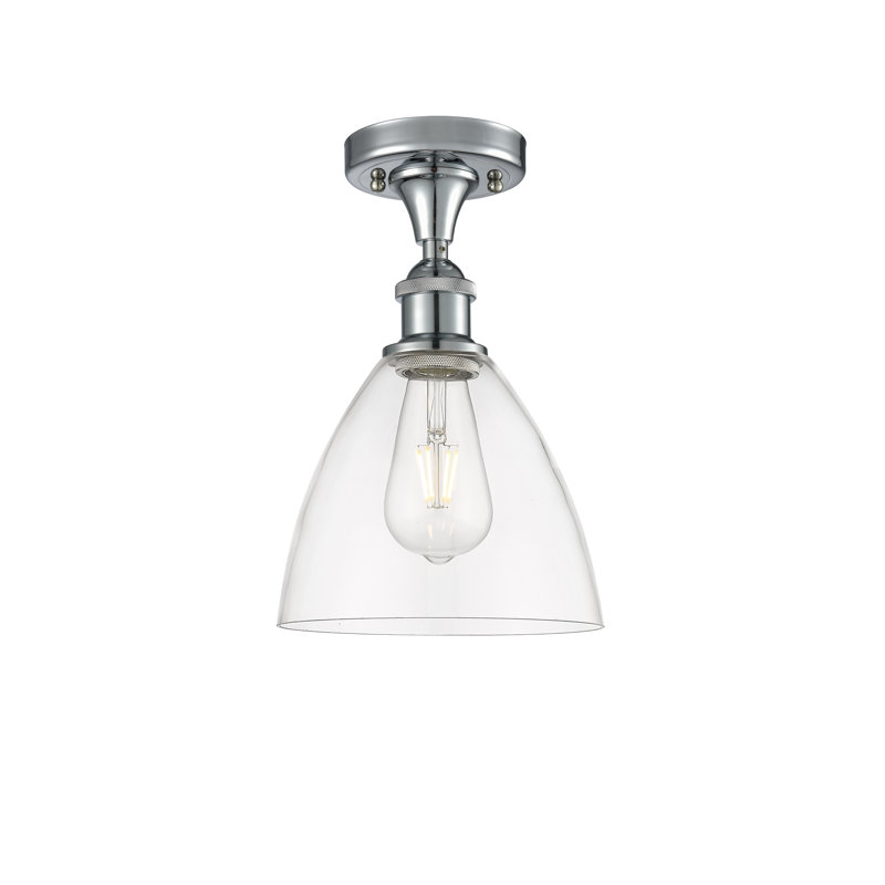 Plafonnier semi-encastré 1 lumière Germinia, Transparent, H 11,25 po x l 7,5 po x P 7,5 po, Chrome poli