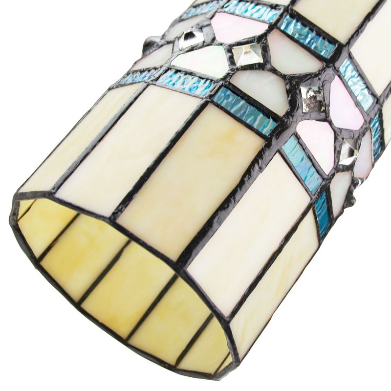 20cm H Glass Rectangle Pendant Shade ( Screw On ), Blue/Yellow