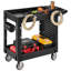 Utility Cart, 550 lbs Capacity, 2 Tier Service Cart with 360° Swivel & Fixed Wheels (2 with Brakes), Heavy Duty Plastic Rolling with Tray and Pegboard, Tool Storage for Garage Warehouse Workshop