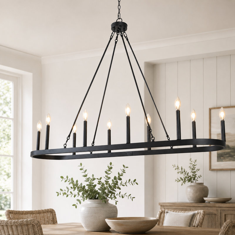 Luminaire suspendu ovale surdimensionné pour îlot de cuisine à 10 lumières l 50 po Otho