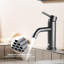 Robinet de salle de bain moderne - monotrou, noir mat, acier inoxydable, conception à trou facile d'entretien, sans éclaboussures-128134463