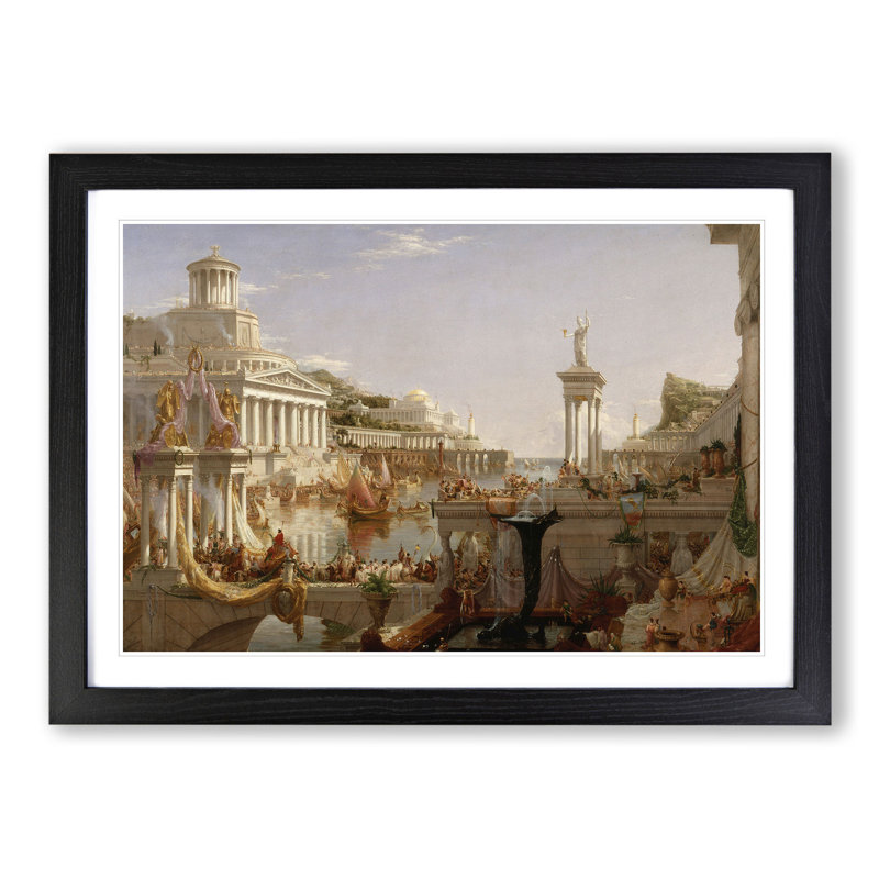 Course of the Empire Consummation by Thomas Cole - Picture Frame Painting, 48cm H x 65cm W x 2cm D, Black Framed