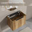 30" Mid-Century Modern Floating Vanity Cabinet Base In Warm Oak, Wall-Hung With Soft-Close Doors (Sink Not Included)