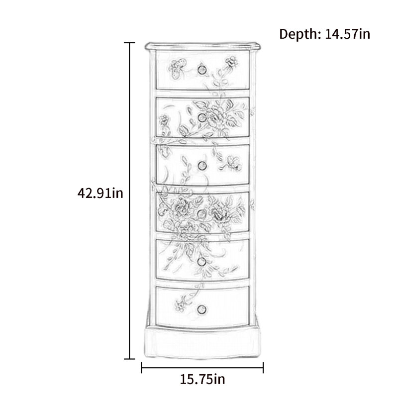 Hand-Painted 6-Drawer Entryway Accent Chest