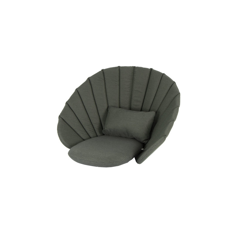 Peacock Papasan Chair with Teak Legs, Dark Green, Dark Gray