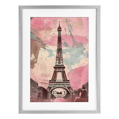 Tour parisienne rose et bleu, reproduction encadrée sous verre, design by Creative Studio
