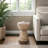 Mango Wood and Marble Accent Table - Modern Sculptural Side Table-756739157-756739145
