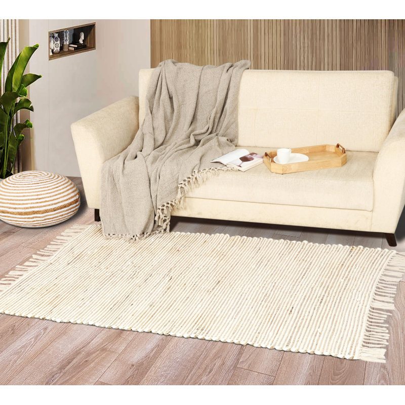 Kimble White Hand Woven Area Rug, Rectangle 120 x 180 cm