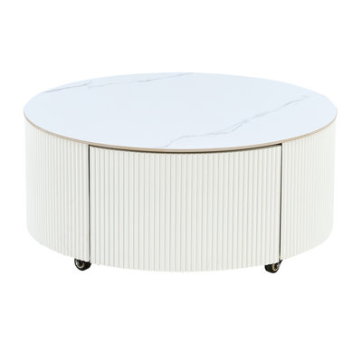 Modern Round Movable Coffee Table With Casters (Only Including Table)
